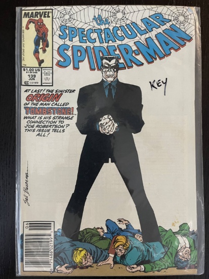 Spectacular SPider-Man Comic #139 Marvel 1988 Key 1st cover appearance and origin of Tombstone