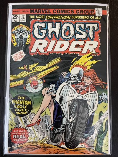 Ghost Rider Comic #12 Marvel 25 Cents Bronze Age 1975 Gil Kane Key Death of Phantom Eagle