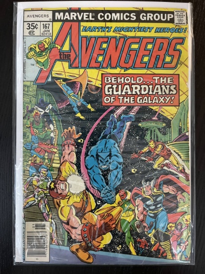 Avengers Comic #167 Marvel 35 Cents Bronze Age 1978 Key 1st Meeting Avengers/Guardians of the Galaxy