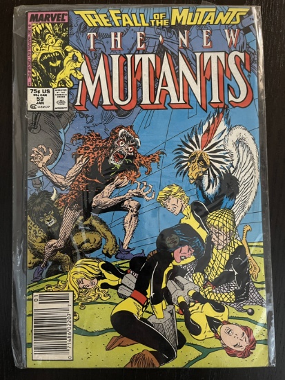 New Mutants Comic #59 Marvel Fall of the Mutants 1988 Copper Age Louise Simonson