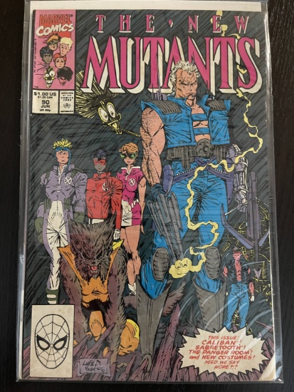 New Mutants Comic #90 Marvel Caliban, Sabretooth, The Danger Room, and New Costumes