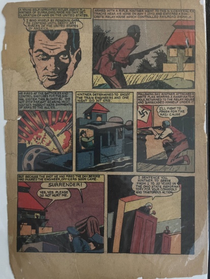 Vintage Golden Age Partial Pages G-Men FBI Comic Only 4 Pages 1940s Nazi  Swastica Flag