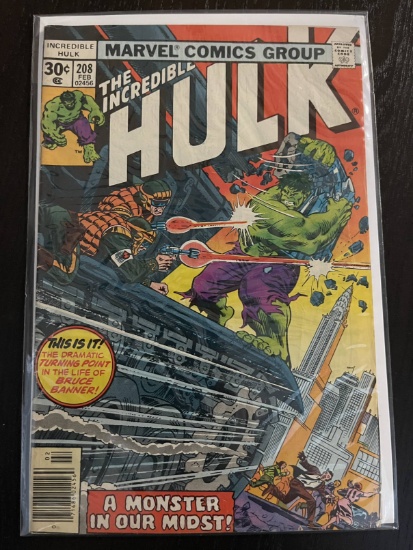 Incedible Hulk Comic #208 Marvel 30 Cents Bronze Age 1977 Marie Severin Frank Giacoia