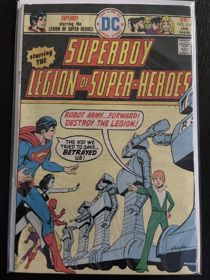 Superboy Legion of Super-Heroes Comic #214 DC Comics 1976 Bronze Age 25 Cents Mike Grell Jim Shooter