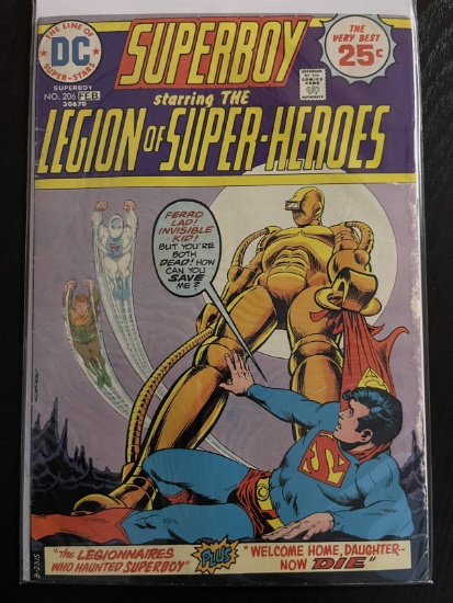 Superboy Legion of Super-Heroes Comic #206 DC Comics 1975 Bronze Age 25 Cents Nick Cardy Cary Bates
