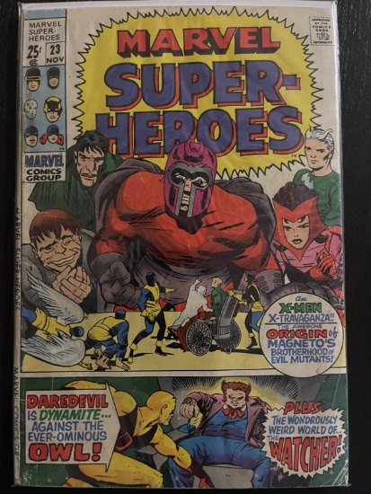 Marvel Super-Heroes Comic #23 Key Origin of Magnetos Brotherhood of Evil Mutants 1969 Silver Age Jac