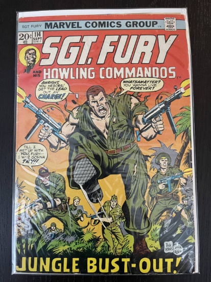 Sgt Fury and his Howling Commandos Comic #114 Marvel 20 Cents 1973 Bronze Age Dick Ayers