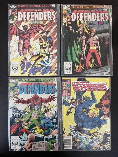 4 Defenders Comics #111, #120-121 & #129 Marvel Hulk Dr Strange Hellcat Beast Demon