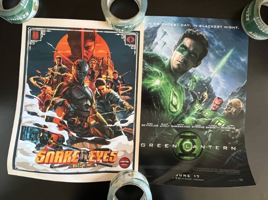2 Mini Movie Posters 12x16 GI Joes Snake Eyes Limited Edition 2021 and Ryan Reynolds in Green Lanter