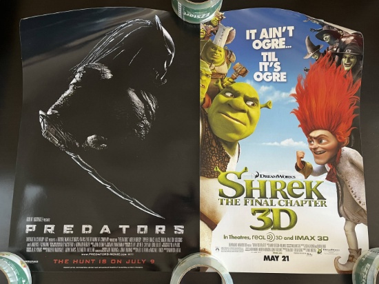 2 Mini Movie Posters PREDATORS 2010 and Shrek The Final Chapter in 3D 2010