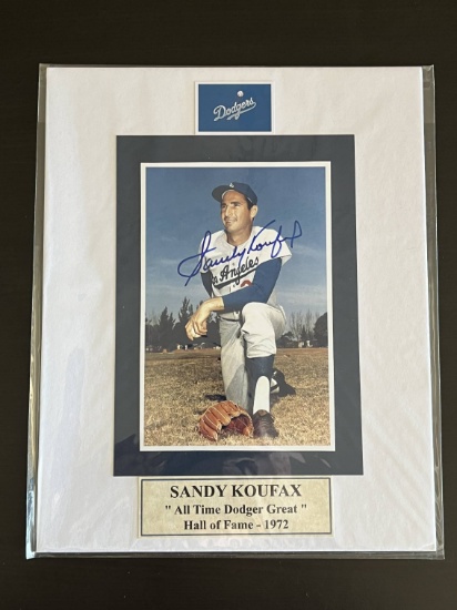 Sandy Koufax Signed Photo in Matte Dodgers Hall of Famer 1972 All Time Great Dodger No COA