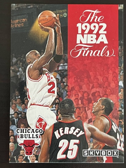 The 1992 NBA Finals Chicago Bulls Basketball Trading Card Skybox 1992 Card #314 MVP Michael Jordan