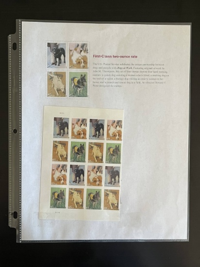 16 Dogs at Work Stamps Mint 2012 USA 65 Cent with Collector Sheet