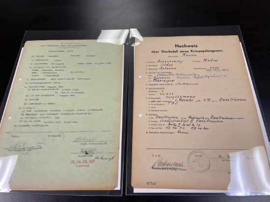 WWII German Death Certs for Russian POWs