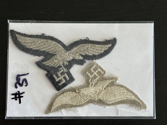 (2) WWII German Luftwaffe Cloth Eagles