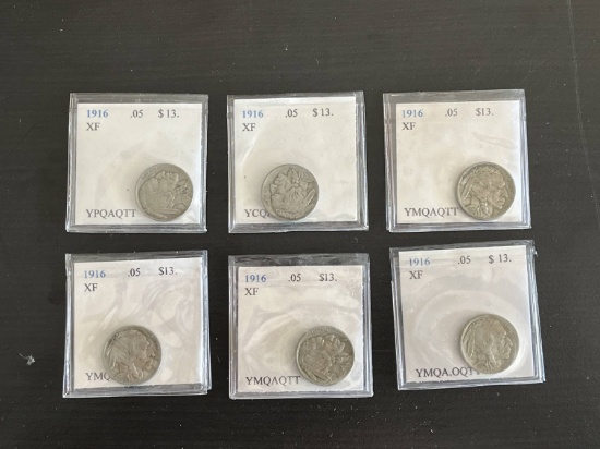 (6) 1916 Buffalo Nickels