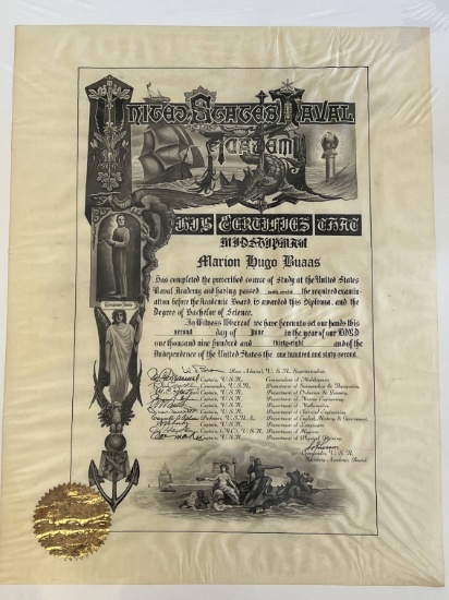 Annapolis Diploma for WWII USN Captain