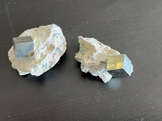 (2) Cubic Pyrite Specimens in Matrix