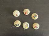 (6) 1940's Pep Cereal Cartoon Character Pins