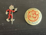 (2) Antique Reddy Kilowatt Pin/Buttons