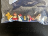 (5) Walt Disney 1960's Rolykin Plastic Figures