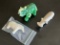 3 Animal Stone Figurines 1 green Elephant 1 Stone Horse 1 Stone Hippo