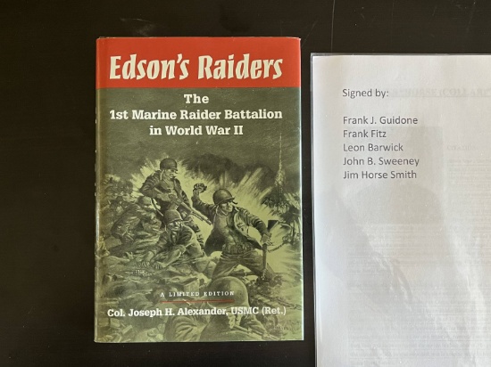 Ltd. Ed. USMC Signed "Edson's Raiders" Hardcover Book