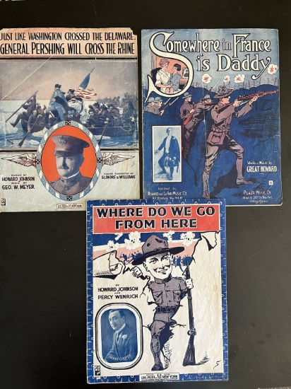 (3) Pieces of WWI Patriotic Sheet Music