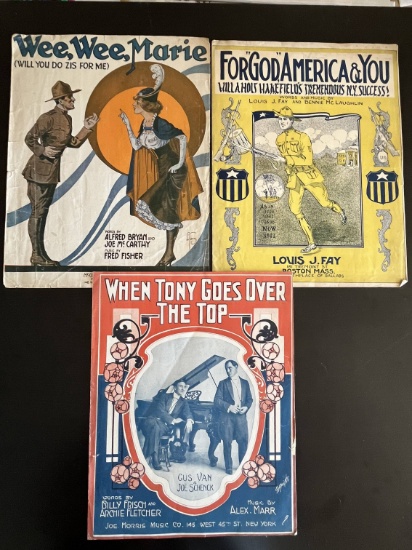 (3) Pieces of WWI Patriotic Sheet Music