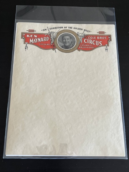 Antique Cowboy/Circus Star Ken Maynard Stationery Sheet