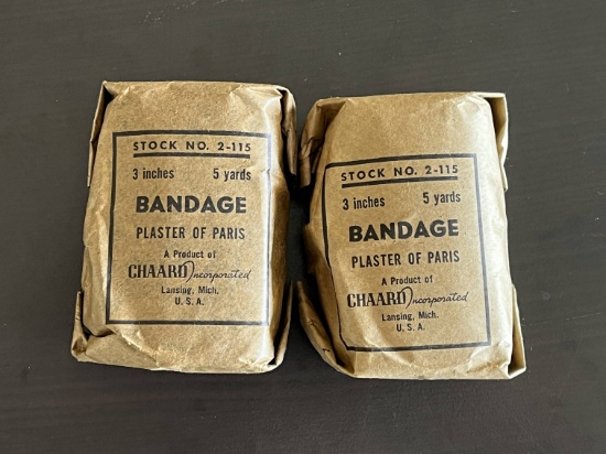 (2) WWII U.S. Army Plaster Bandage Packages
