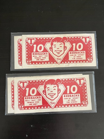 (4) 1940's "Tim Club" 10 Redback Notes