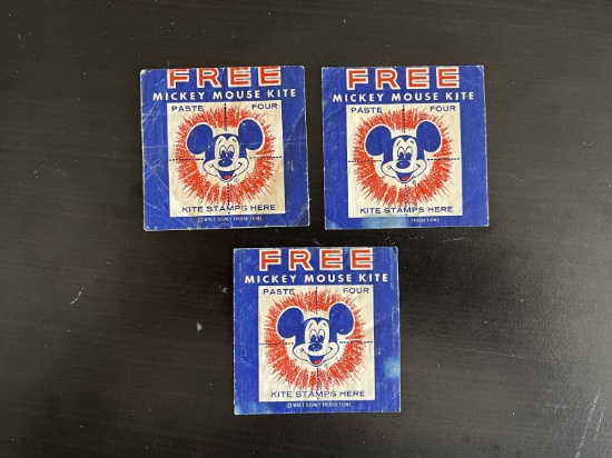 (3) Rare Disney Vintage Kite Stamp Cards