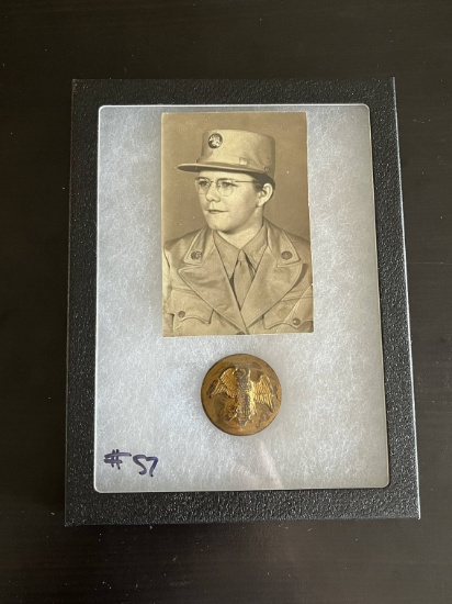 WWII WAC's Portrait Photo and Cap Badge