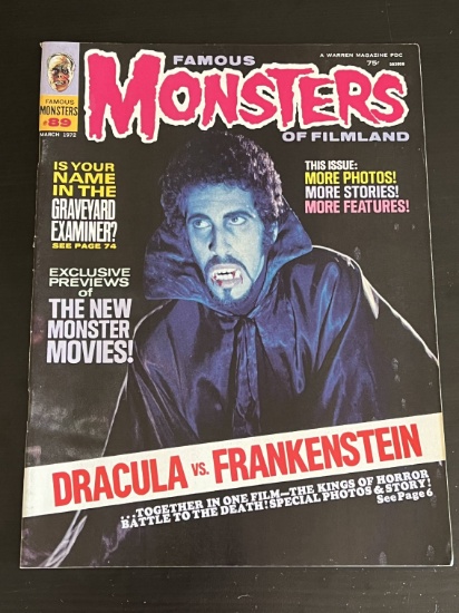 Famous Monsters #89/1972 Obscure Issue! Dracula vs. Frankenstein Cover!
