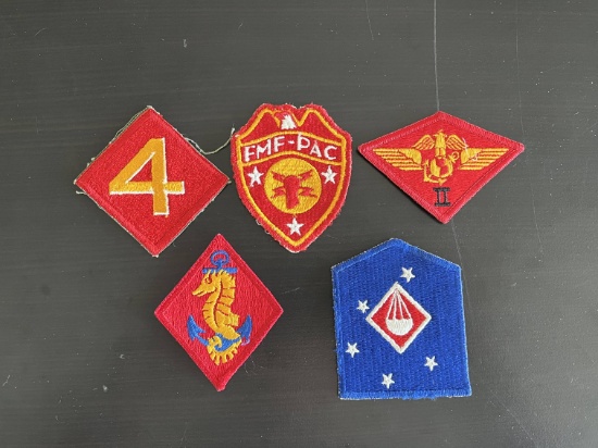 Lot of (5) WWII USMC Unit Patches