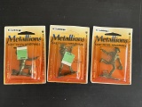 3 Hubley Coyboy Cast Metal Miniatures Metallions Jesse James Pat Garrett Kit Carson