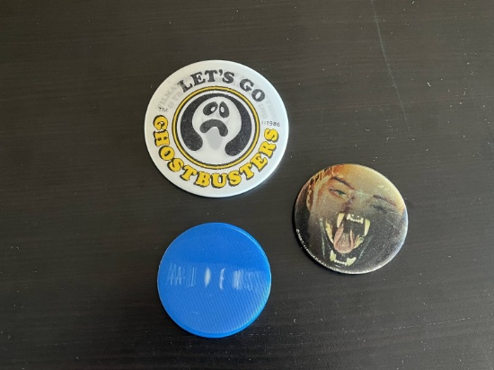 Group of (3) Vintage Flicker Movie Promotional Pin-Backs