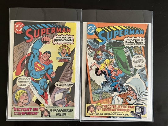 (2) 1980 Radio Shack "Superman" DC Promo Comic Books