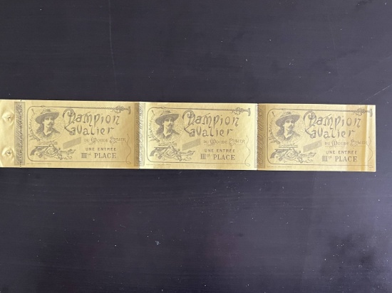 S.F. Cody 1890's Unused Show Tickets