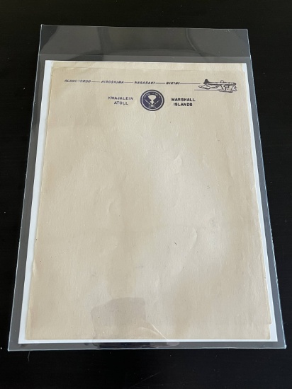 1945/46 Bikini Atoll A-Bomb Test Stationery Sheet