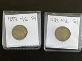 (2) 1883 N/C (No Cents) Liberty 