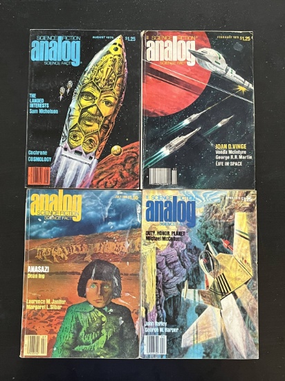 4 Books. Analog Science Fiction/Science Fact Duty Honor Planet, Anasazi, Life in Space, & The Landed