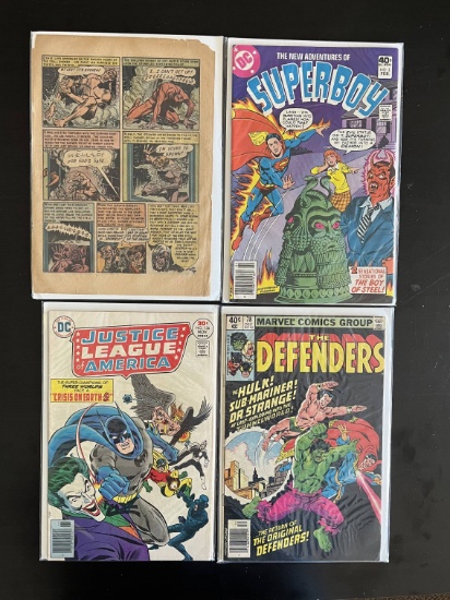 The Defenders Marvel Comic #78. Justice League of America DC Comic #136. The New Adventures of Super