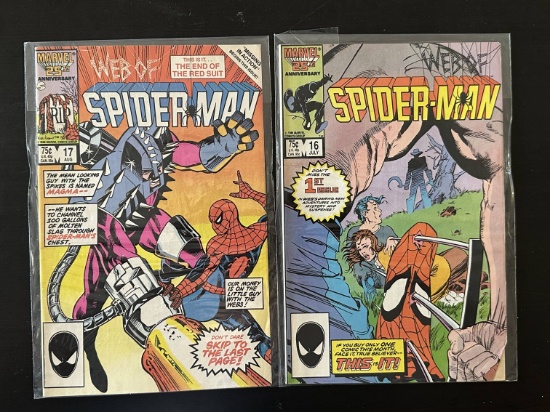 2 issues. Web of Spider-Man Marvel Comics #16 & #17 1986
