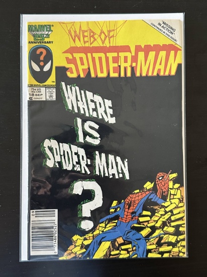 Web of Spider-Man Marvel Comics #18 1986 Key 1st cameo appearance of Eddie Brock, hands only, pushin