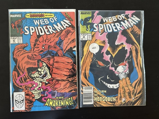 2 issues. Web of Spider-Man Marvel Comics #38 & #47 1988, 1989