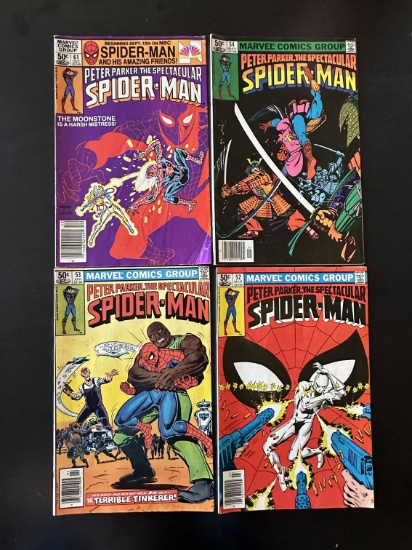 4 issues. Peter Parker The Spectacular Spider-Man Marvel Comics #52, #53, #54 & #61 Bronze Age 1981