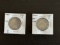 Two (1934 A and 1934 D) German 5 Mark Silver Coins.