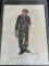 Vintage Watercolor Illustration WWII Panzer Soldier.